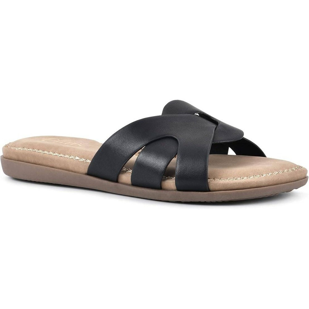 Cliffs by White Mountain Fortunate Black Woven Wedge Slide Sandals Womens 9 M